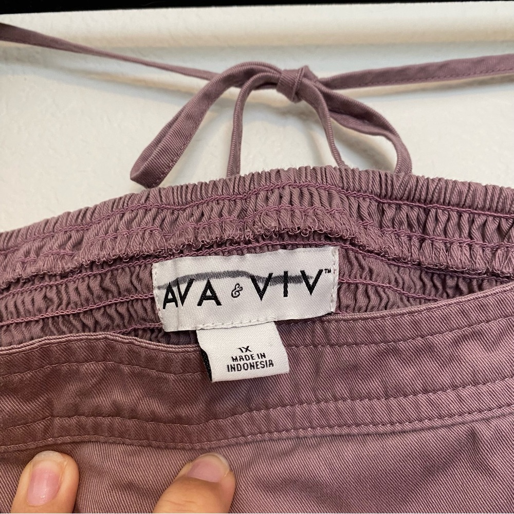 Ava & Viv Mauve Smocked Midi Dress Size 1X Excellent Used Condition - Picture 3 of 7